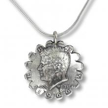 1966 Kennedy Half-Dollar Sunflower Pendant